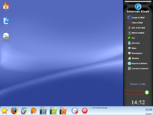 Desktop of Internet Kiosk Software